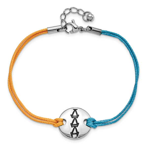 Tri Delta Sorority Circular Disc Blue and Yellow with 1in ext Bracelet - Picture 2 of 3